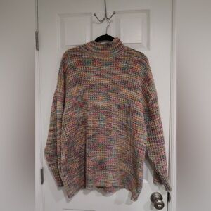 Colorful Knit Women's Turtleneck Sweater